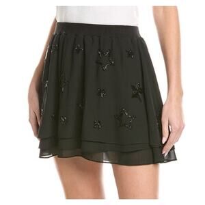 Chaser Beaded Star Flouncy Tiered Mini Skirt Size Medium NWT